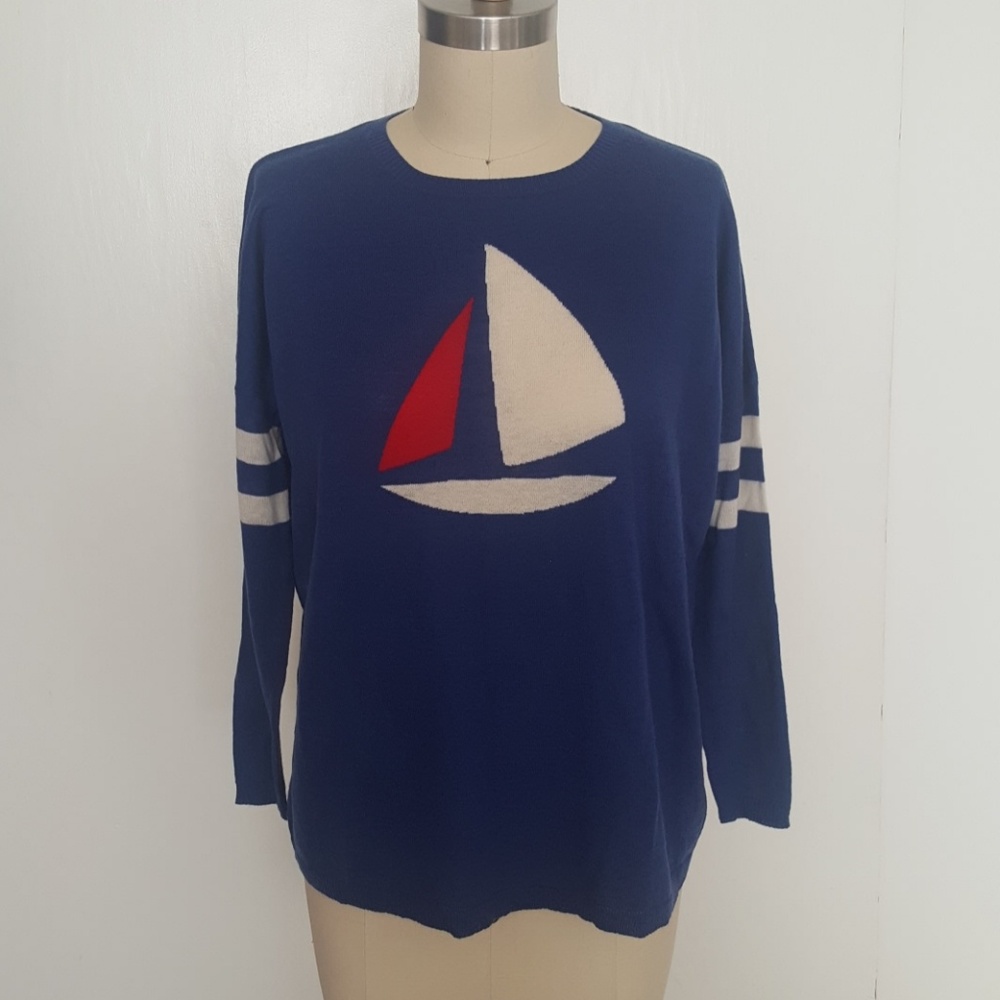 SUNDRY sailboat cashmere boxy sweater sz 1/small
